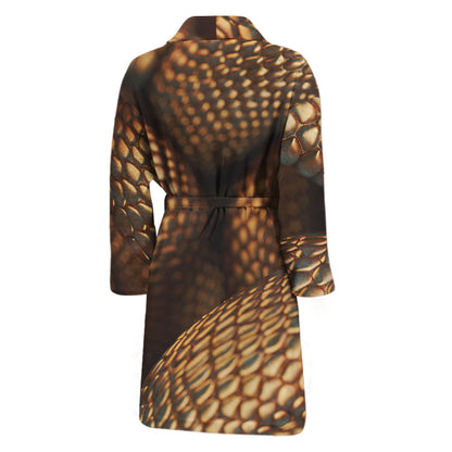 Bronze Snake Print Men's Bathrobe