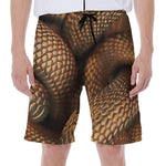 Bronze Snake Print Men's Beach Shorts