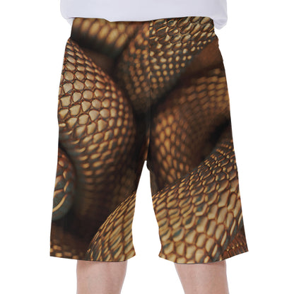 Bronze Snake Print Men's Beach Shorts