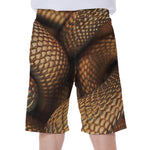 Bronze Snake Print Men's Beach Shorts