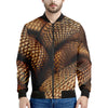 Bronze Snake Print Men's Bomber Jacket