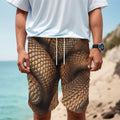 Bronze Snake Print Men's Cargo Shorts