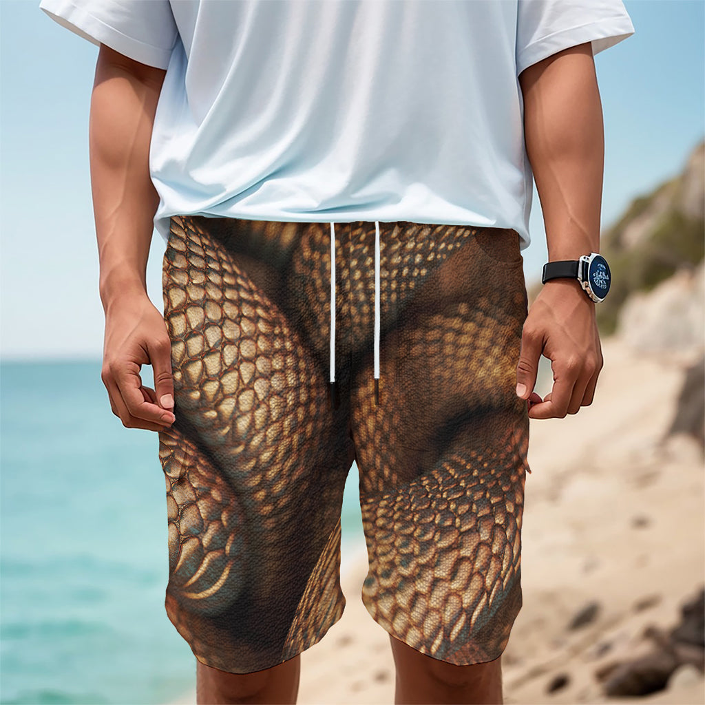 Bronze Snake Print Men's Cargo Shorts