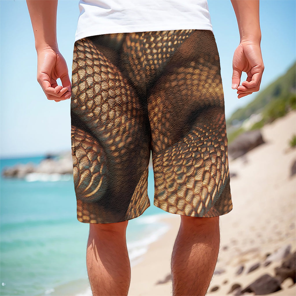Bronze Snake Print Men's Cargo Shorts