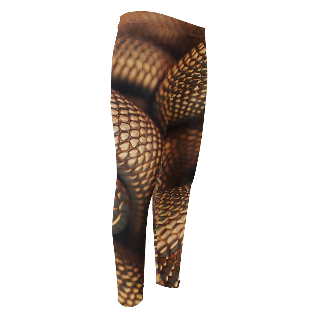 Bronze Snake Print Men's Compression Pants