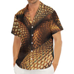 Bronze Snake Print Men's Deep V-Neck Shirt