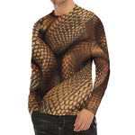 Bronze Snake Print Men's Long Sleeve Rash Guard