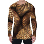 Bronze Snake Print Men's Long Sleeve T-Shirt