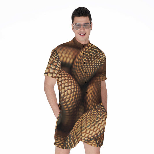 Bronze Snake Print Men's Rompers