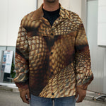 Bronze Snake Print Men's Shirt Jacket