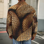 Bronze Snake Print Men's Shirt Jacket