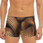 Bronze Snake Print Men's Short Boxer Briefs