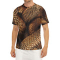 Bronze Snake Print Men's Short Sleeve Rash Guard
