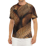 Bronze Snake Print Men's Short Sleeve Rash Guard