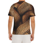 Bronze Snake Print Men's Short Sleeve Rash Guard