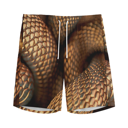 Bronze Snake Print Men's Sports Shorts