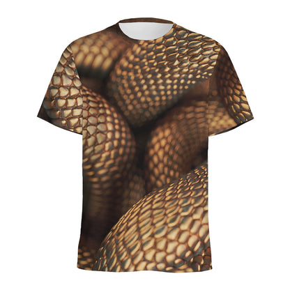 Bronze Snake Print Men's Sports T-Shirt
