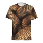 Bronze Snake Print Men's Sports T-Shirt