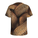 Bronze Snake Print Men's Sports T-Shirt