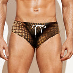 Bronze Snake Print Men's Swim Briefs