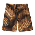 Bronze Snake Print Men's Swim Trunks