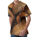 Bronze Snake Print Men's Velvet T-Shirt