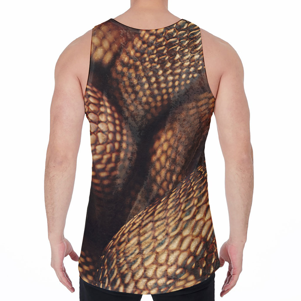 Bronze Snake Print Men's Velvet Tank Top