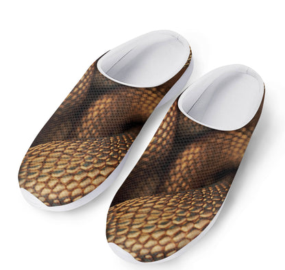 Bronze Snake Print Mesh Casual Shoes