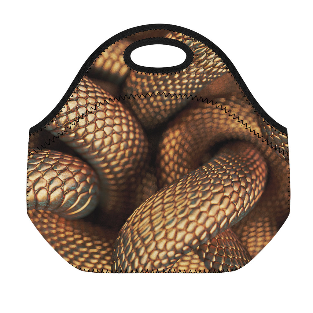 Bronze Snake Print Neoprene Lunch Bag