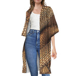 Bronze Snake Print Open Front Beach Cover Up