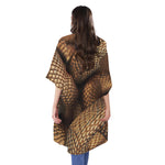 Bronze Snake Print Open Front Beach Cover Up