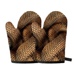 Bronze Snake Print Oven Mitts