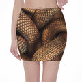Bronze Snake Print Pencil Mini Skirt