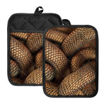 Bronze Snake Print Pot Holders With Pocket