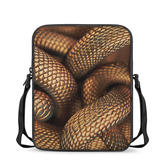 Bronze Snake Print Rectangular Crossbody Bag