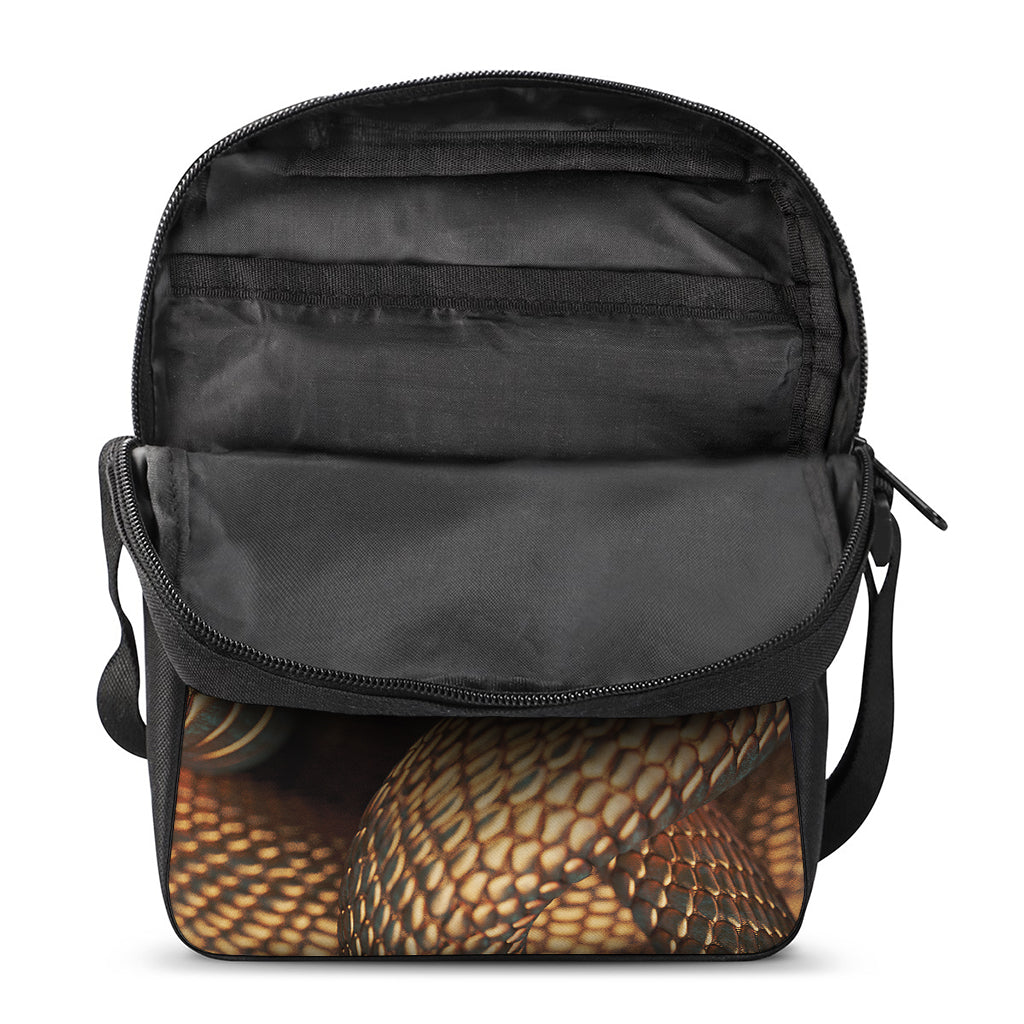 Bronze Snake Print Rectangular Crossbody Bag