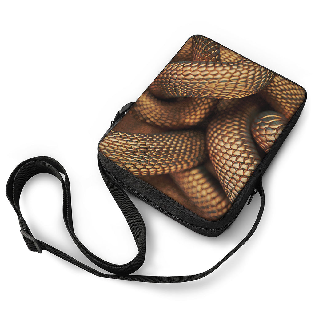 Bronze Snake Print Rectangular Crossbody Bag