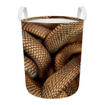Bronze Snake Print Round Laundry Basket
