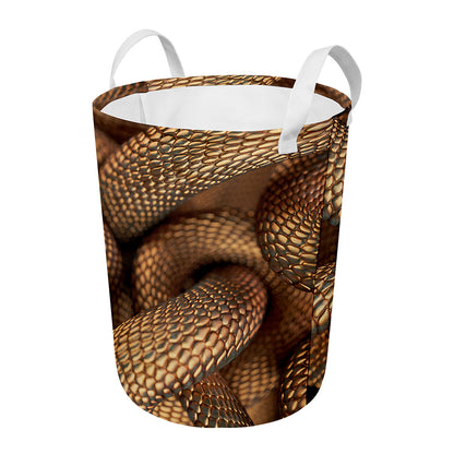 Bronze Snake Print Round Laundry Basket