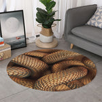 Bronze Snake Print Round Rug