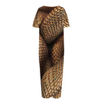 Bronze Snake Print Short Sleeve Long Nightdress