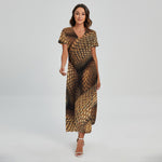 Bronze Snake Print Short Sleeve Maxi Dress