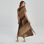 Bronze Snake Print Short Sleeve Maxi Dress