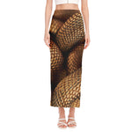 Bronze Snake Print Side Slit Maxi Skirt