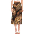 Bronze Snake Print Side Slit Midi Skirt