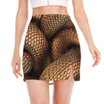 Bronze Snake Print Side Slit Mini Skirt