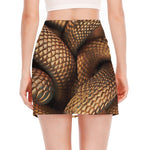 Bronze Snake Print Side Slit Mini Skirt