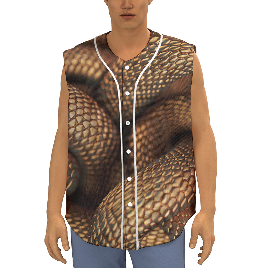 Bronze Snake Print Sleeveless Baseball Jersey