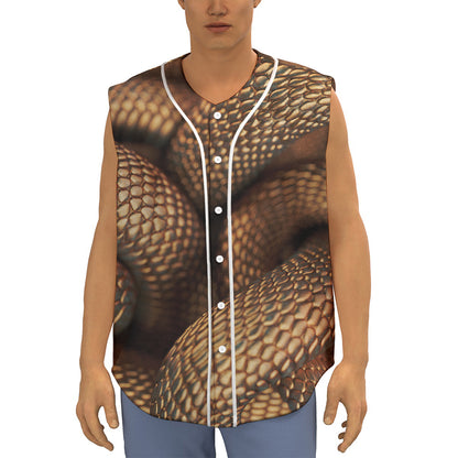 Bronze Snake Print Sleeveless Baseball Jersey
