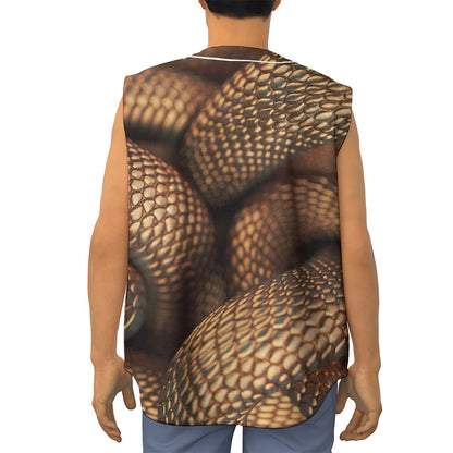Bronze Snake Print Sleeveless Baseball Jersey
